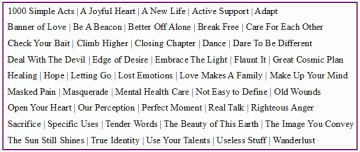 list of key words, phrases