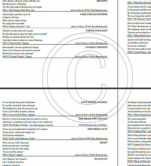 a portion of 1 draft of suggested lyrics and keywords
